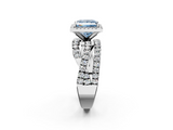White gold Fancy Blue Princess  Cut Halo Split Shank Prong Setting Ring_63