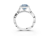 White gold Fancy Blue Princess Cut Halo Twist Band with Four-Prong Setting_39