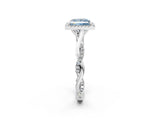 White gold Fancy Blue Princess Cut Halo Twist Band with Four-Prong Setting_74