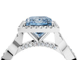 White gold Fancy Blue Princess Cut Halo Twist Band with Four-Prong Setting_76