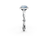 White gold Fancy Blue Princess  Cut Halo Twisted Band Four-Prong Ring_22