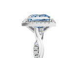 White gold Fancy Blue Princess  Cut Halo Twisted Band Four-Prong Ring_25