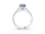 White gold Fancy Blue Princess  Cut Pavé Band Solitaire Ring with Four-Prong Setting_28