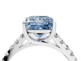 White gold Fancy Blue Princess  Cut Pavé Band Solitaire Ring with Four-Prong Setting_29