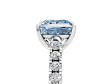 White gold Fancy Blue Princess  Cut Pavé Band Solitaire Ring with Four-Prong Setting_30