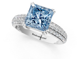 White gold Fancy Blue Princess  Cut Pave Diamond Engagement Ring with Channel Set Band and Four-Prong Setting_21