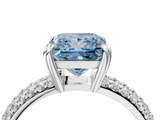 White gold Fancy Blue Princess  Cut Pave Diamond Engagement Ring with Channel Set Band and Four-Prong Setting_24