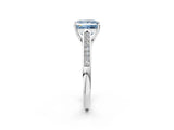 White gold Fancy Blue Princess Cut Solitaire Cathedral Diamond Engagement Ring with Channel-Set Band and Four-Prong Setting_17