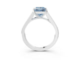 White gold Fancy Blue Princess Cut Solitaire Cathedral Diamond Engagement Ring with Channel-Set Band and Four-Prong Setting_18