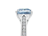 White gold Fancy Blue Princess Cut Solitaire Cathedral Diamond Engagement Ring with Channel-Set Band and Four-Prong Setting_20