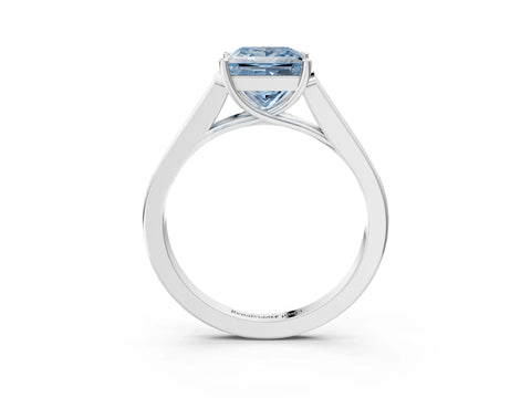 White gold Fancy Blue Princess Cut Solitaire Cathedral Diamond Engagement Ring with Channel-Set Band and Four-Prong Setting_6