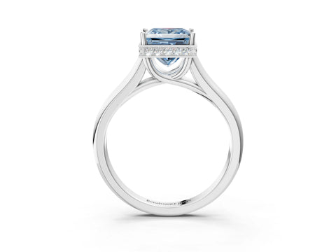White gold Fancy Blue Princess Cut Solitaire Diamond Engagement Ring with Four-Prong Setting and Tapered Band_15
