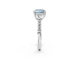 White gold Fancy Blue Princess Cut Solitaire Diamond Engagement Ring with Pavé Band and Six-Prong Setting_14