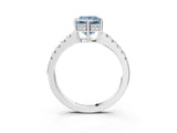 White gold Fancy Blue Princess Cut Solitaire Diamond Engagement Ring with Pavé Band and Six-Prong Setting_15