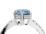 White gold Fancy Blue Princess Cut Solitaire Diamond Engagement Ring with Pavé Band and Six-Prong Setting_16