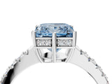 White gold Fancy Blue Princess Cut Solitaire Diamond Engagement Ring with Pavé Band and Six-Prong Setting_22