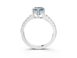 White gold Fancy Blue Princess Cut Solitaire Diamond Engagement Ring with Pavé Band and Six-Prong Setting_27