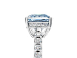 White gold Fancy Blue Princess Cut Solitaire Diamond Engagement Ring with Pavé Band and Six-Prong Setting_29