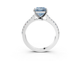 White gold Fancy Blue Princess  Cut Solitaire Diamond Engagement Ring with Pave Band and Four-Prong Setting_150