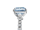White gold Fancy Blue Princess  Cut Solitaire Diamond Engagement Ring with Pave Band and Four-Prong Setting_152