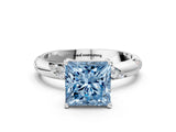 White gold Fancy Blue Princess Cut Solitaire Diamond Engagement Ring with Twisted Pave Band and Four-Prong Setting_43