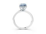White gold Fancy Blue Princess Cut Solitaire Diamond Ring with Prong Setting and Plain Band_15