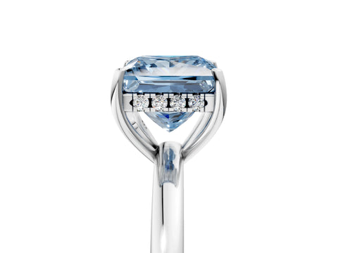White gold Fancy Blue Princess Cut Solitaire Diamond Ring with Prong Setting and Plain Band_17