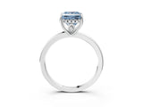 White gold Fancy Blue Princess Cut Solitaire Diamond Ring with Prong Setting and Plain Band_3