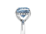 White gold Fancy Blue Princess Cut Solitaire Diamond Ring with Prong Setting and Plain Band_5