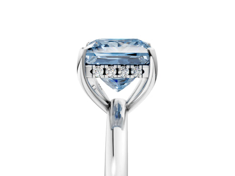 White gold Fancy Blue Princess Cut Solitaire Diamond Ring with Prong Setting and Plain Band_5