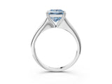White gold Fancy Blue Princess Cut Solitaire Diamond Ring with Six-Prong Setting and Classic Band_213