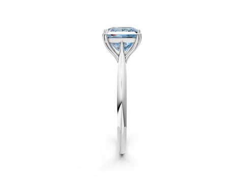White gold Fancy Blue Princess Cut Solitaire Diamond Ring with Six-Prong Setting and Classic Band_2