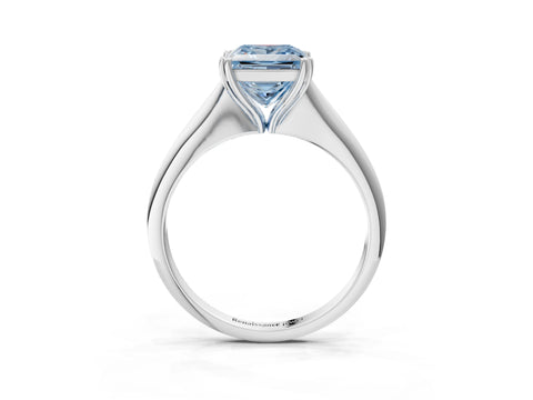 White gold Fancy Blue Princess Cut Solitaire Diamond Ring with Six-Prong Setting and Classic Band_3