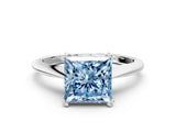 White gold Fancy Blue Princess Cut Solitaire Diamond Ring with Six-Prong Setting and Classic Band_51