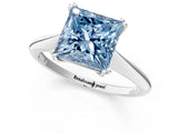 White gold Fancy Blue Princess Cut Solitaire Diamond Ring with Six-Prong Setting and Classic Band_63