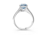 White gold Fancy Blue Princess Cut Solitaire Diamond Ring with Six-Prong Setting and Classic Band_65