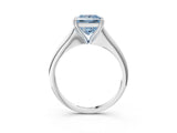 White gold Fancy Blue Princess Cut Solitaire Diamond Ring with Six-Prong Setting and Classic Band_77