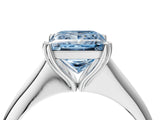 White gold Fancy Blue Princess Cut Solitaire Diamond Ring with Six-Prong Setting and Classic Band_78