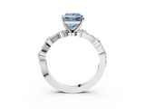 White gold Fancy Blue Princess  Cut Solitaire Diamond Twisted Band with Pave Setting_50