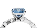 White gold Fancy Blue Princess  Cut Solitaire Diamond Twisted Band with Pave Setting_51