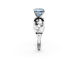 White gold Fancy Blue Princess  Cut Solitaire Diamond with Side Stones on Criss-Cross Band and Four-Prong Setting_5