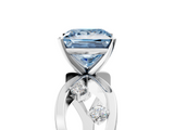 White gold Fancy Blue Princess  Cut Solitaire Diamond with Side Stones on Criss-Cross Band and Four-Prong Setting_8