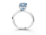 White gold Fancy Blue Princess  Cut Solitaire Engagement Ring with Flat Band and Four-Prong Setting 7