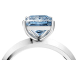 White gold Fancy Blue Princess  Cut Solitaire Engagement Ring with Flat Band and Four-Prong Setting 8
