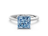 White gold Fancy Blue Princess  Cut Solitaire Engagement Ring with Four-Prong Setting and Classic Band_20