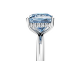 White gold Fancy Blue Princess  Cut Solitaire Engagement Ring with Four-Prong Setting and Classic Band_25