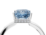 White gold Fancy Blue Princess  Cut Solitaire Engagement Ring with Four-Prong Setting on a Classic Band_24