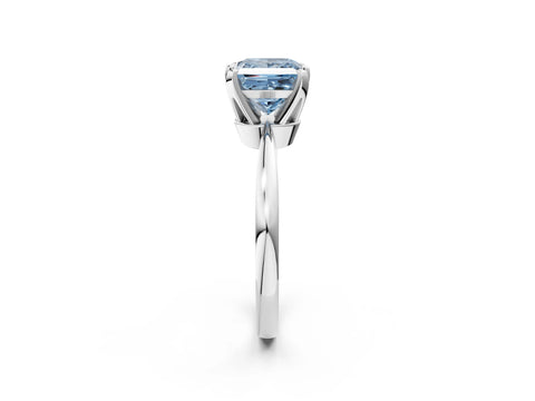White gold Fancy Blue Princess Cut Solitaire Engagement Ring with Six-Prong Setting and Tapered Band_2