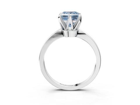 White gold Fancy Blue Princess Cut Solitaire Engagement Ring with Six-Prong Setting and Tapered Band_3