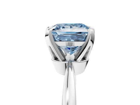 White gold Fancy Blue Princess Cut Solitaire Engagement Ring with Six-Prong Setting and Tapered Band_5